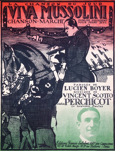 Obálka partitury Viva Mussolini od Vincenta Scotta (1876-1952) a Luciena Boyera, 20. léta od French School