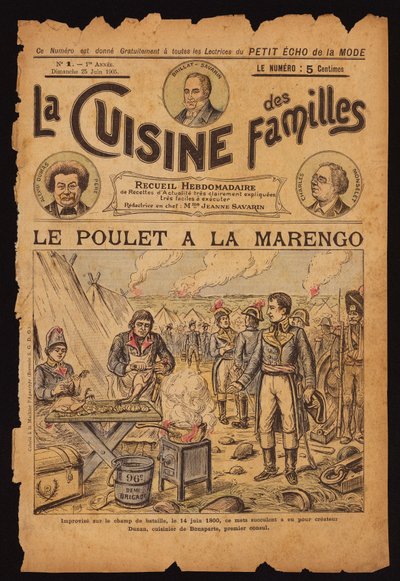 Vytvoření kuřete Marengo (kolorovaná rytina) od French School