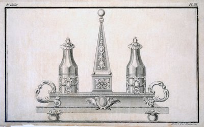 Krutový set na stojanu, ze vzorníku neoklasických kovových vzorů, které dal dohromady Duhamel, cca 1770-80s od French School