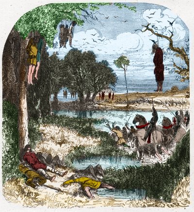 Crusade des Pastoureaux v roce 1251: Crusade de „petite gens“, rolníci; to bylo vyprovokováno v roce 1251 zajetím Saint Louis během sedmé křížové výpravy. Rytina v „Histoire De France En Cent Paintings od Paula Lehugeura“ 1891. od French School