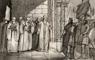 Dagobert (603-39) Sundání praporu v St. Denis, z 