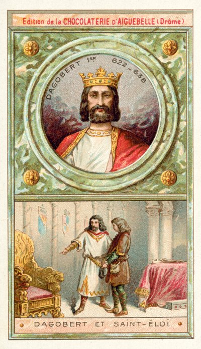 Dagobert I a St. Eloi, 7. století (chromolit) od French School