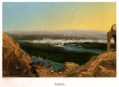 Damašek v Sýrii. (rytina, asi 1850) od French School