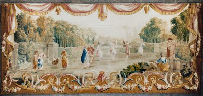 Dance in a Park, Aubusson Tapestry Workshop, kolem 1782 (vlna a hedvábí) od French School