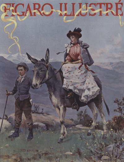 In the Mountain (In the Mountains). Obálka Le Figaro Illustre, září 1894 (barevné lito) od French School