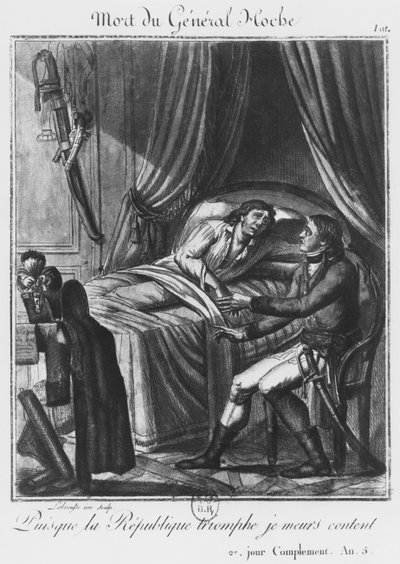 Smrt generála Louise Lazare Hoche dne 19. září 1797, ryl Labrousse (18. století) (rytina) od French School
