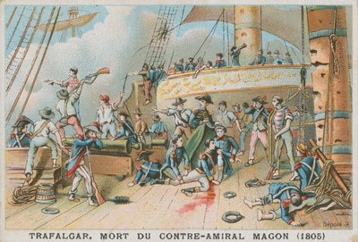 Smrt francouzského kontraadmirála Magona v bitvě u Trafalgaru, 1805 od French School
