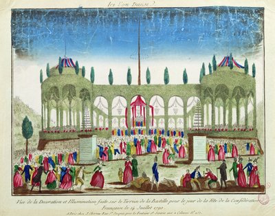 Výzdoba a osvětlení Bastily pro Festival federace, 14. července 1790 od French School