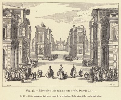 Divadelní výzdoba v 17. století (rytina) od French School