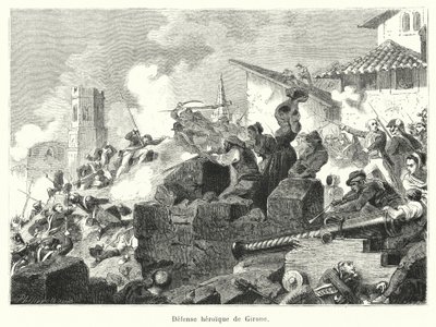 Obrana heroic de Girone (rytina) od French School