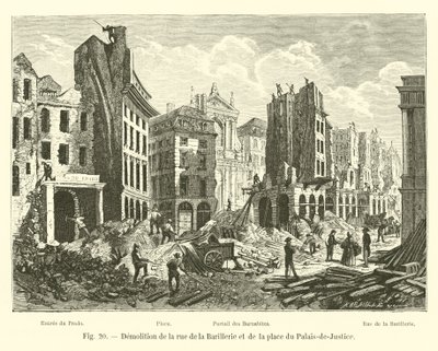 Demolice rue de la Barillerie a náměstí du Palais-de-Justice od French School