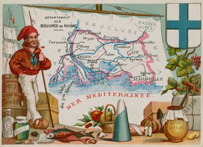 Departement Bouches-du-Rhone v jižní Francii od French School