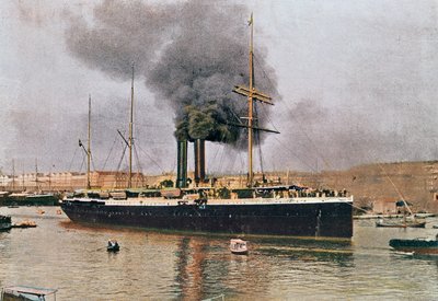 Odjezd lodi Messageries Maritimes z Marseille, počátek 20. století od French School