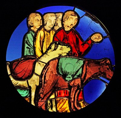 Zobrazující Jacob a jeho synové cestují do Egypta ex Ste Chapelle od French School