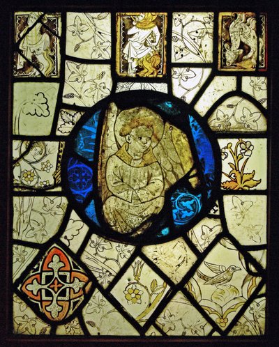 Zobrazující grisaille s groteskami a andělem; Normandie od French School