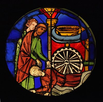 Zobrazující zajatý Samson je nucen pracovat pro Filištíny, ex Ste Chapelle, Bay K od French School