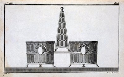 Design by Pugin, ze vzorníku neoklasických kovodělných návrhů, které dal dohromady Duhamel, cca 1770-80s od French School