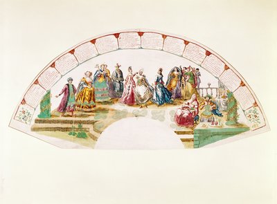 Návrh vějíře na oslavu tance a karnevalu národů, 1733 od French School
