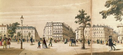 Detail panoramatu Boulevard des Italiens, cca 1840 (barevné lito) od French School