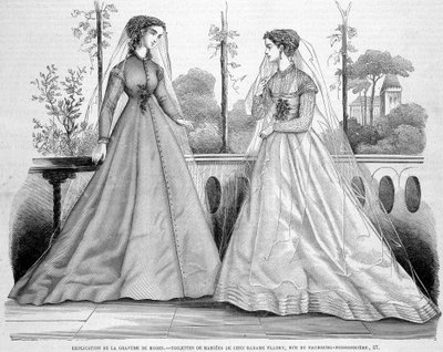 Dvě svatební toalety od Madame Fladry - v „La Mode illustrée“““ z 29.09.1867. od French School