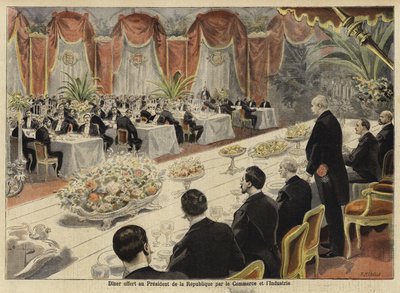 Večeře pro vůdce francouzského obchodu a průmyslu na pařížské burze, 1897 od French School
