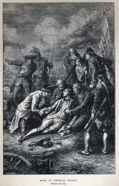 Objevená Kanada: Smrt generála Jamese Wolfea (1727-1759) Britská armáda v bitvě o Quebec 13. září od French School