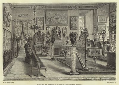 Výstava nábytku do obývacího pokoje, Pavillon de Flore, palác Louvre, Paříž od French School