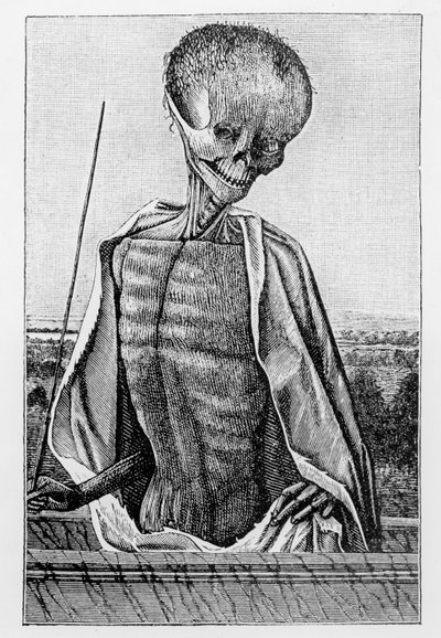 Doctor Death, z knihy hodin, ilustrace z vědy a literatury ve středověku a renesanci, napsal a vyryl Paul Lacroix, 1878 od French School