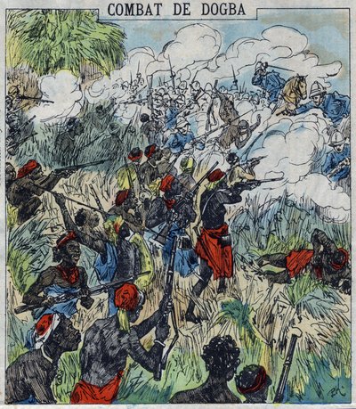 Bitva Dogba mezi expedičními silami generála Doddse a Behanzinovými jednotkami. Dahomey od French School