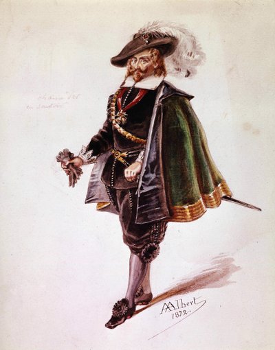 Kostým Don Salluste pro Ruy Blas Victora Huga. Kresba Alberta z roku 1872. Maison Victor Hugo, Paříž. od French School