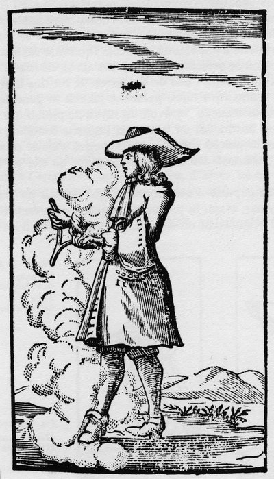 Proutkař s vychylovacím věšteckým prutem - Rhabdomancie - Vysvětlení bagety v „“La Physique ocult, ou Treat de la baguette divinatoire““ – Paříž 1693 od abbé de Vallemont (Pierre Le Lorrain), fyzik, numismat a francouzský literát 17. od French School