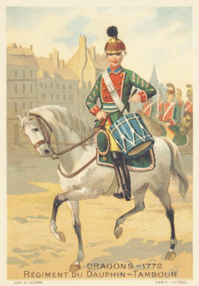 Dragons, Regiment du Dauphin, Drambour v roce 1772 od French School