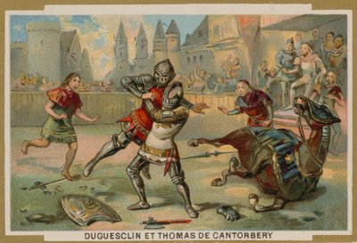Duel mezi Bertrandem du Guesclin a Thomasem z Canterbury, Dinan, Bretaň, 1357 od French School