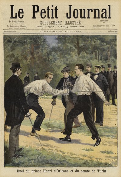 Duel mezi princem Henrim Orleánským a hrabětem z Turína, Vaucresson, Francie, 1897 od French School