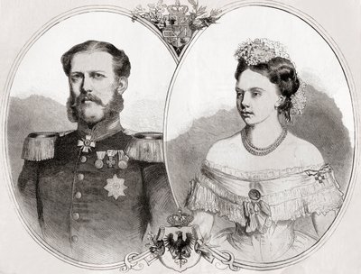 Vévoda Vilém z Meklenburska-Schwerinu a jeho manželka princezna Frederica Wilhelmina Louise Elisabeth Alexandrine z Pruska, z 