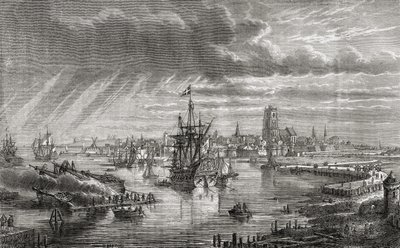 Dunkerque, Francie, v 18. století, z „Histoire de la Revolution Francaise“ od Louise Blanca (1811-82), vyryto Hildibrandem, 1847-62 od French School
