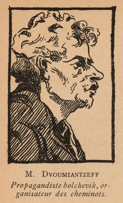 Dvumjancev, ruský bolševický propagandista a organizátor železničářů (litografie) od French School