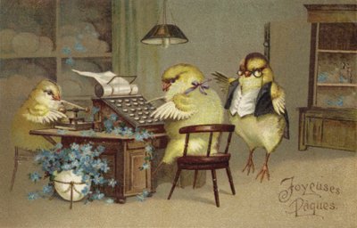 Velikonoční přání (barevná litografie) od French School