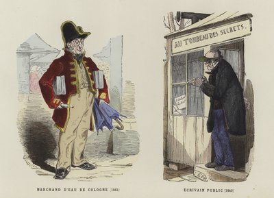 Prodejce kolínské vody, 1845, a veřejný spisovatel, 1840 od French School