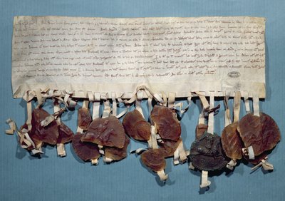 Edikt francouzského krále Ludvíka VIII., kterým se zakazuje praktikování lichvy Židy (inkoust na pergamenu a vosku) od French School