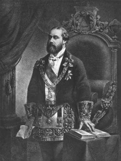 Edward (1841-1910) princ z Walesu, později Edward VII, jako velmistr svobodného zednářství, 1884 od French School