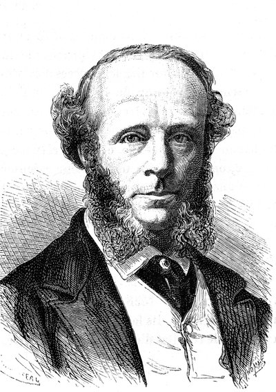 Edward Orange Wildman WITEHOUSE (1816-1890), anglický elektrotechnik na transatlantickém telegrafickém kabelu. Rytina 1868 od French School