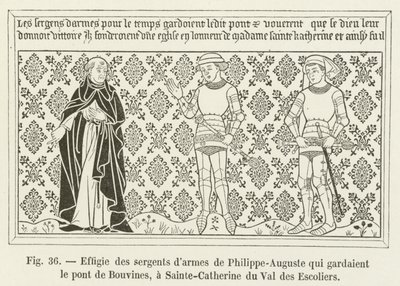 Podobizna seržantů ve zbrani Philippe-Auguste, kteří hlídali most Bouvines v Sainte-Catherine du Val des Escoliers od French School