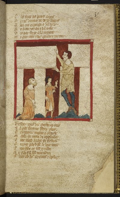 Egerton MS 3028 f.30r, Stonehenge je postaven s Merlinovou pomocí z 