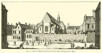 Kostel Minimes, postavený v roce 1610; faksimile rytiny I Marot od French School