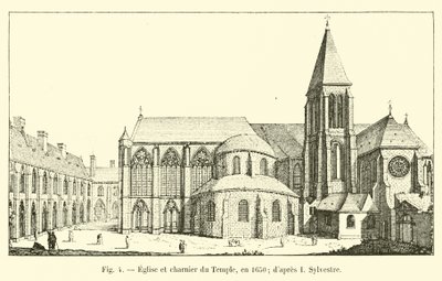 Kostel a kostnice chrámu, v roce 1650; po mně Sylvester od French School