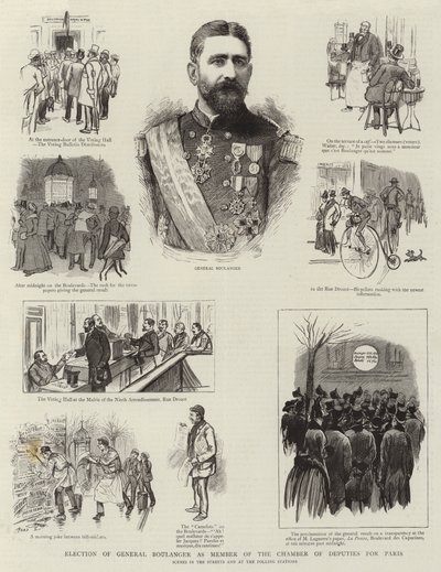 Volba generála Boulangera poslancem Poslanecké sněmovny za Paříž (rytina) od French School