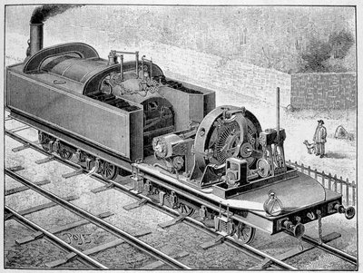 Elektrická lokomotiva Heilmann - v „“ Album of Science; věhlasní vědci; Velké objevy “”” 1896. od French School