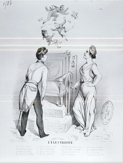 Elektřina, karikatura revoluce 1848 od French School