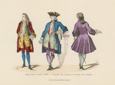 Elegantní francouzská pánská móda, c1729 od French School